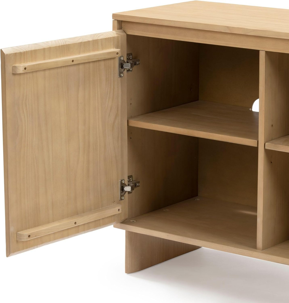 59" Modern Pine Sideboard Buffet Cabinet with Doors & Shelf