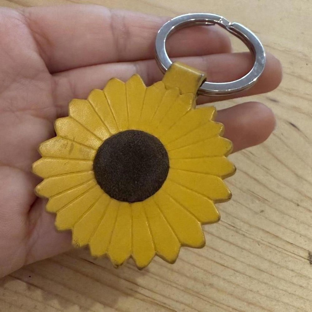 Coach Leather Sunflower Keychain