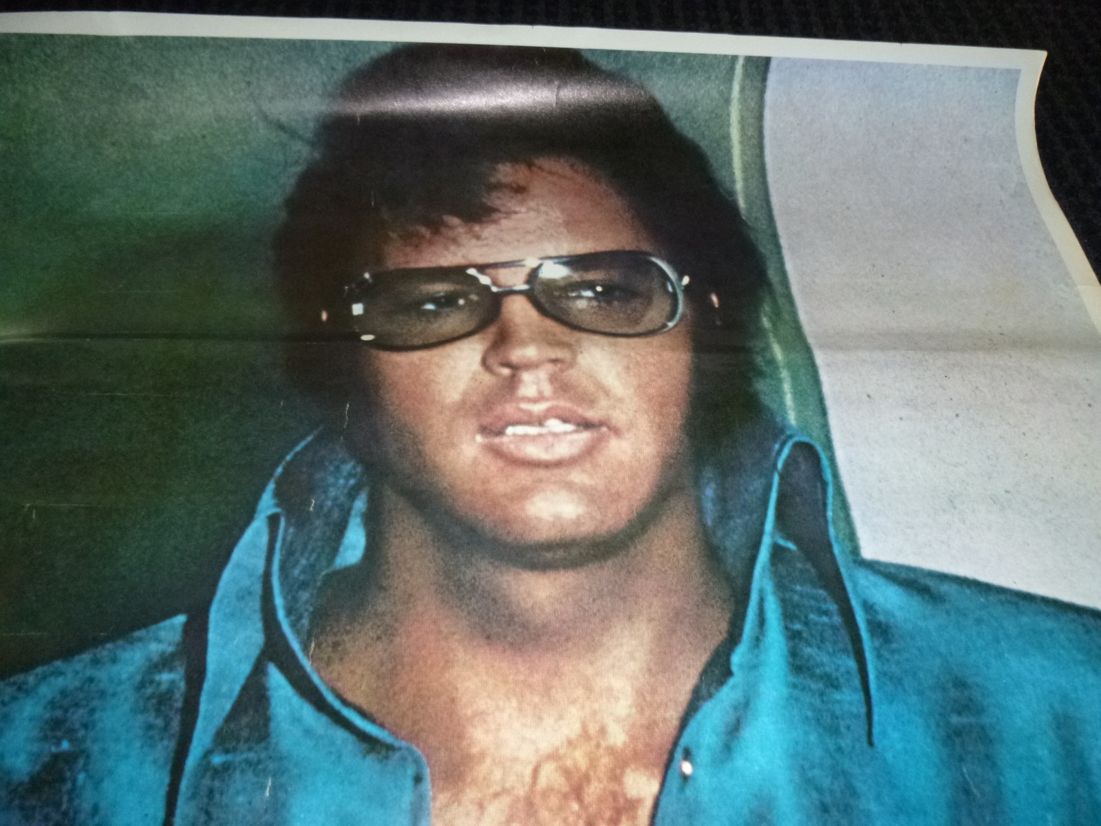 Vtg 1977 Elvis Presley Poster Blue Jump Suit 23x35" IL Papermaster