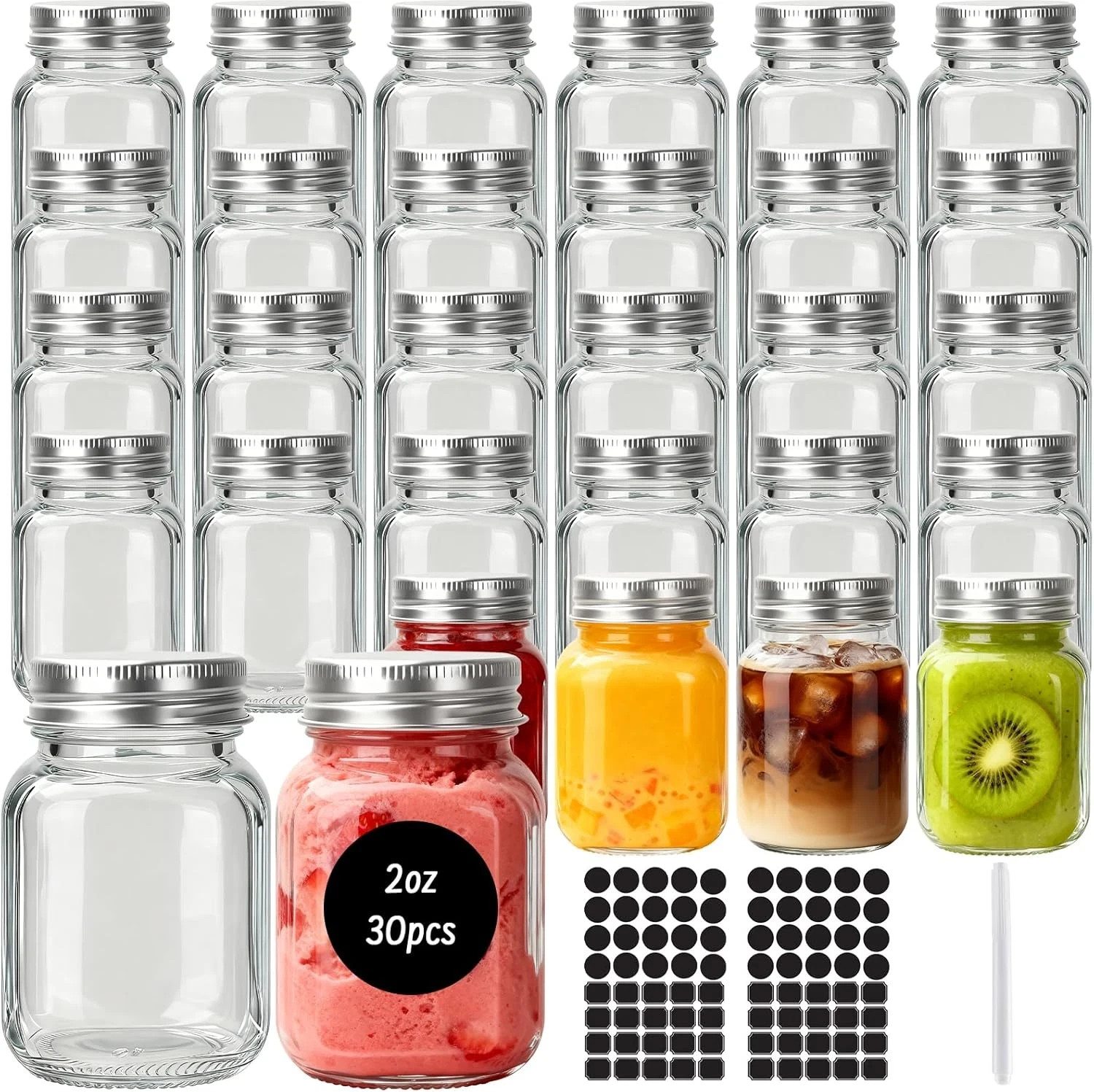 2 Oz Glass Mason Jars Silver Lids 30 Pack Small Glass Jars Mini Spice Jars Honey
