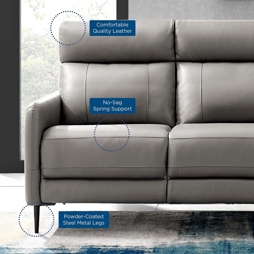 Modway Huxley Leather Sofa in Gray