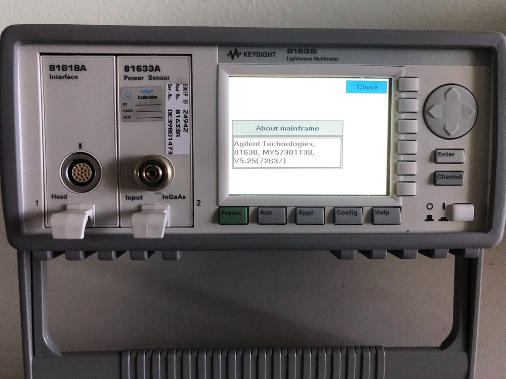 Keysight 8163B Lightwave Multimeter Mainframe+Interface81618A+power sensor81633A