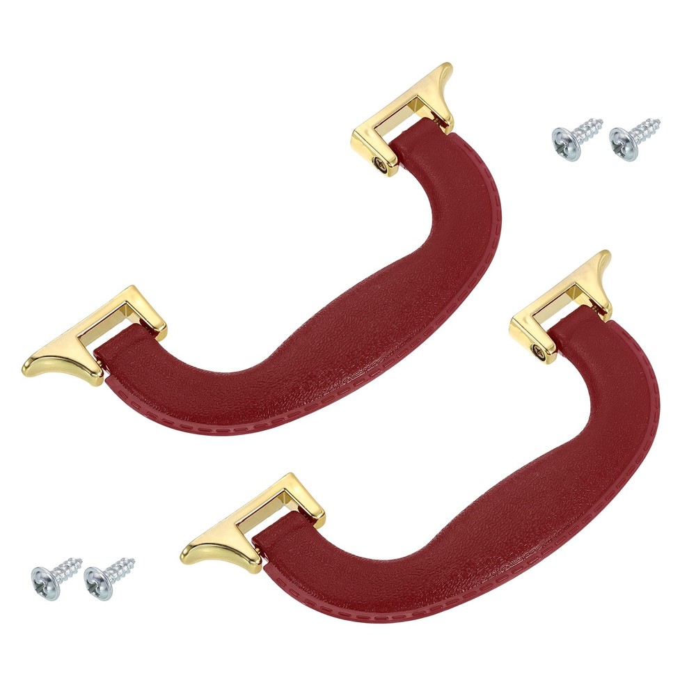 2Pcs Luggage Handle Plastic Pull Handle Grip Replacement with Screws Red Gold