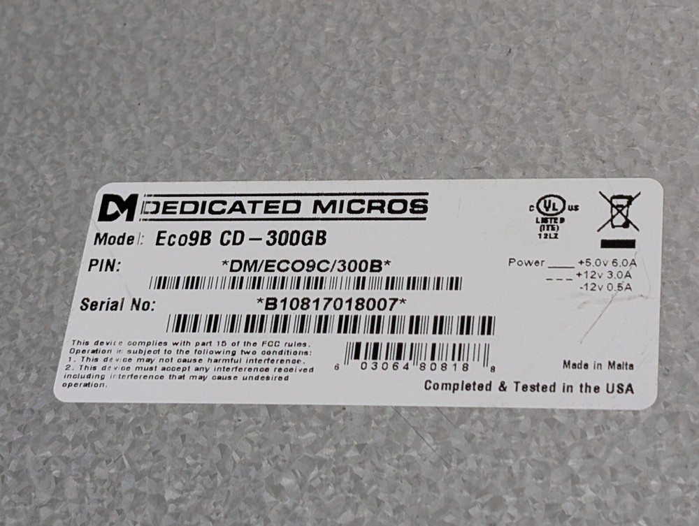 Dedicated Micros Eco9B CD-300GB 9 Channel Networked DVMR Multiplex Recorder