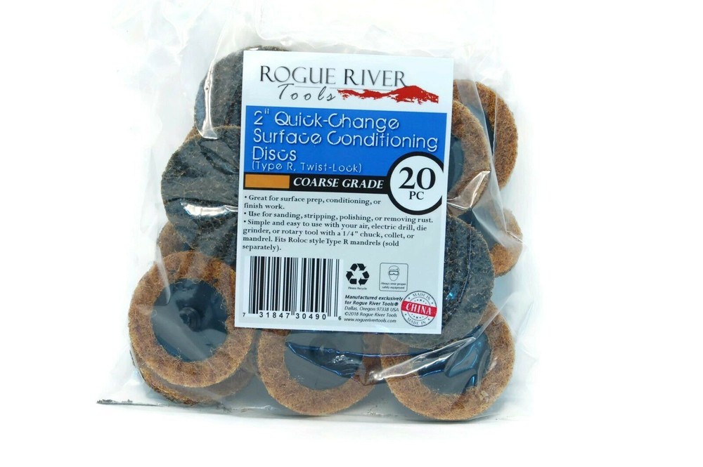 (20pc) 2" Surface Conditioning Discs (Coarse) Type R Roloc Threaded Twist Lock