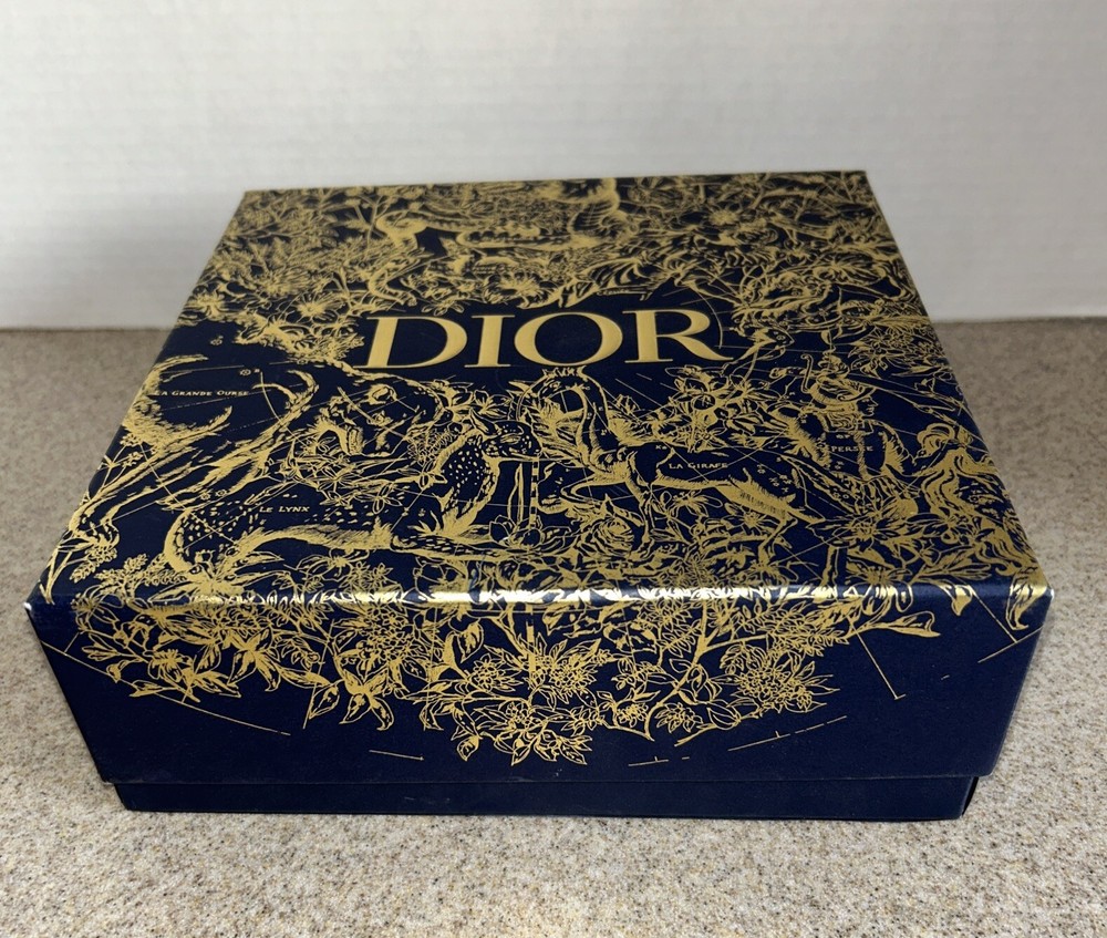 Authentic Dior Limited Edition Holiday Empty Gift Box Blue & Gold W/Insert