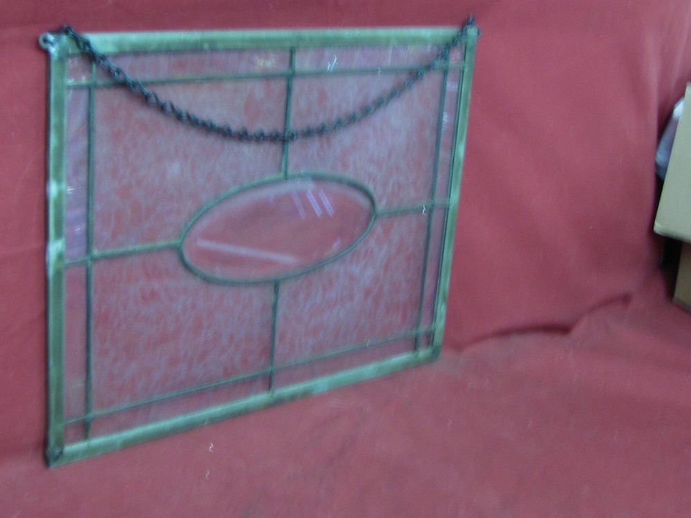 Antique Brass Framed Stained Glass