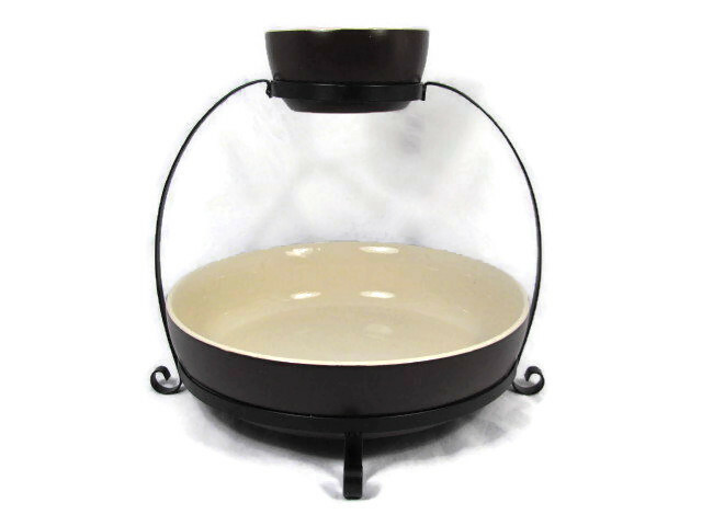 Parini 2 Tier Chip & Dip Serving Tray Set With Rack Brown/Cream