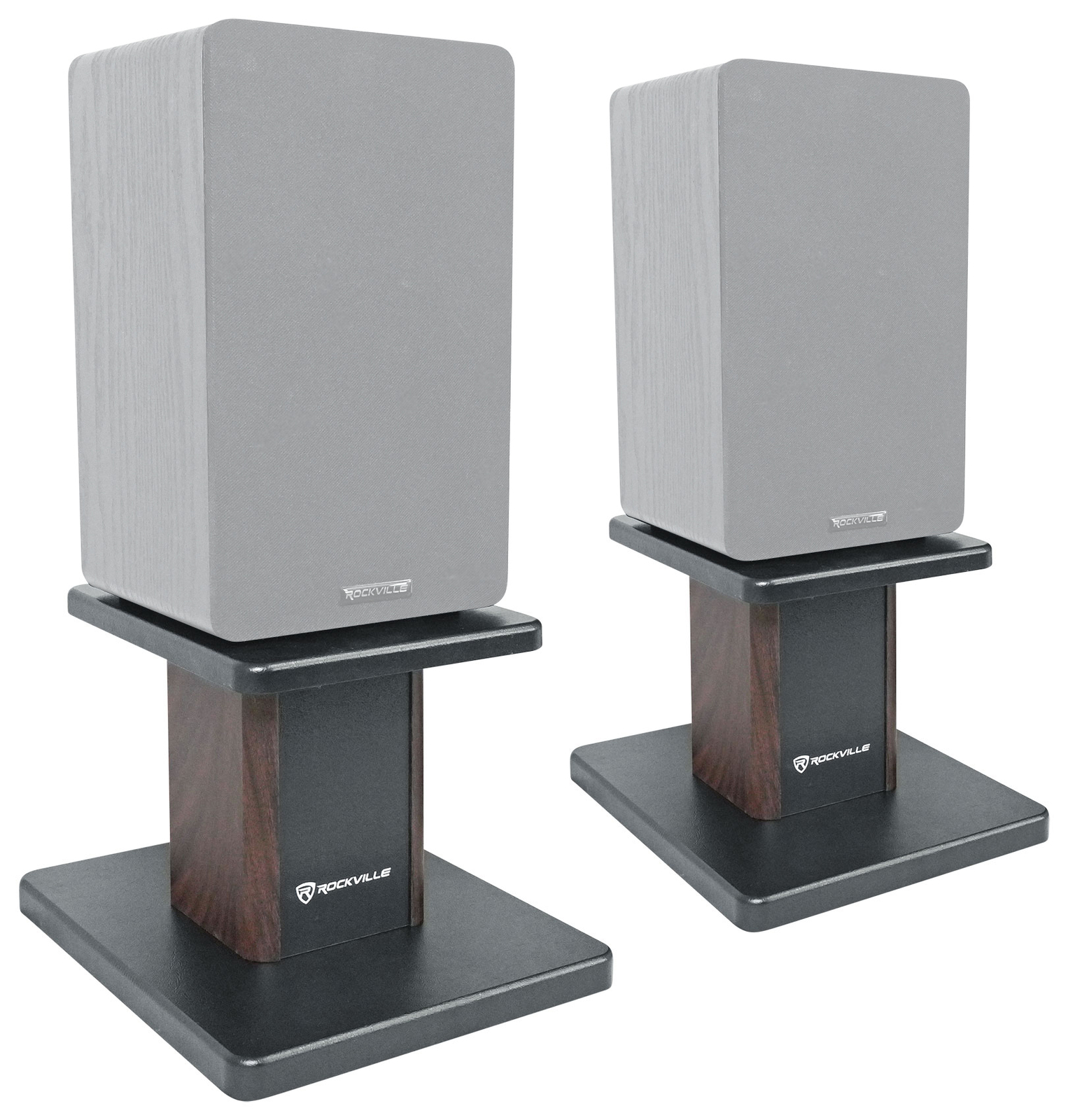 Pair Rockville RHT8D Dark Wood Computer/Bookshelf Desktop Speaker/Monitor Stands