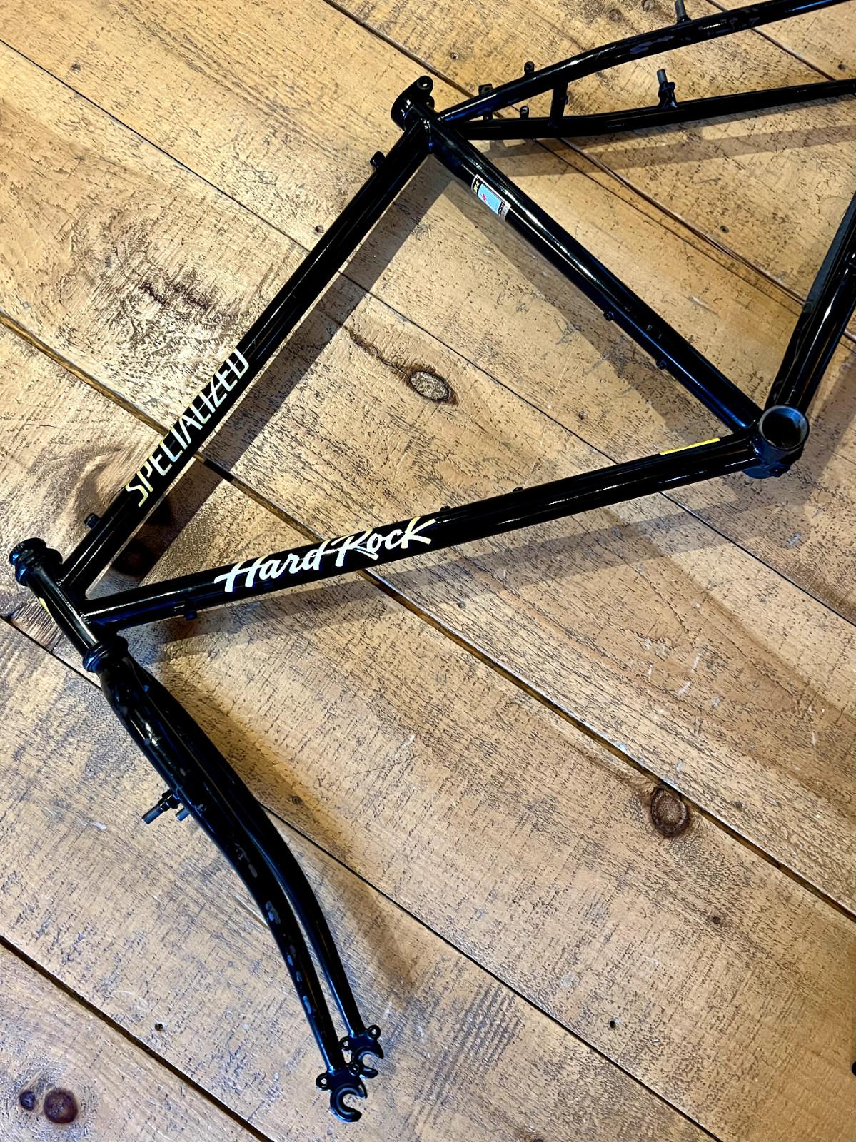 Vintage 90s Specialized Hard Rock 18.5" Steel Mountain Bike Frame Black / Yellow