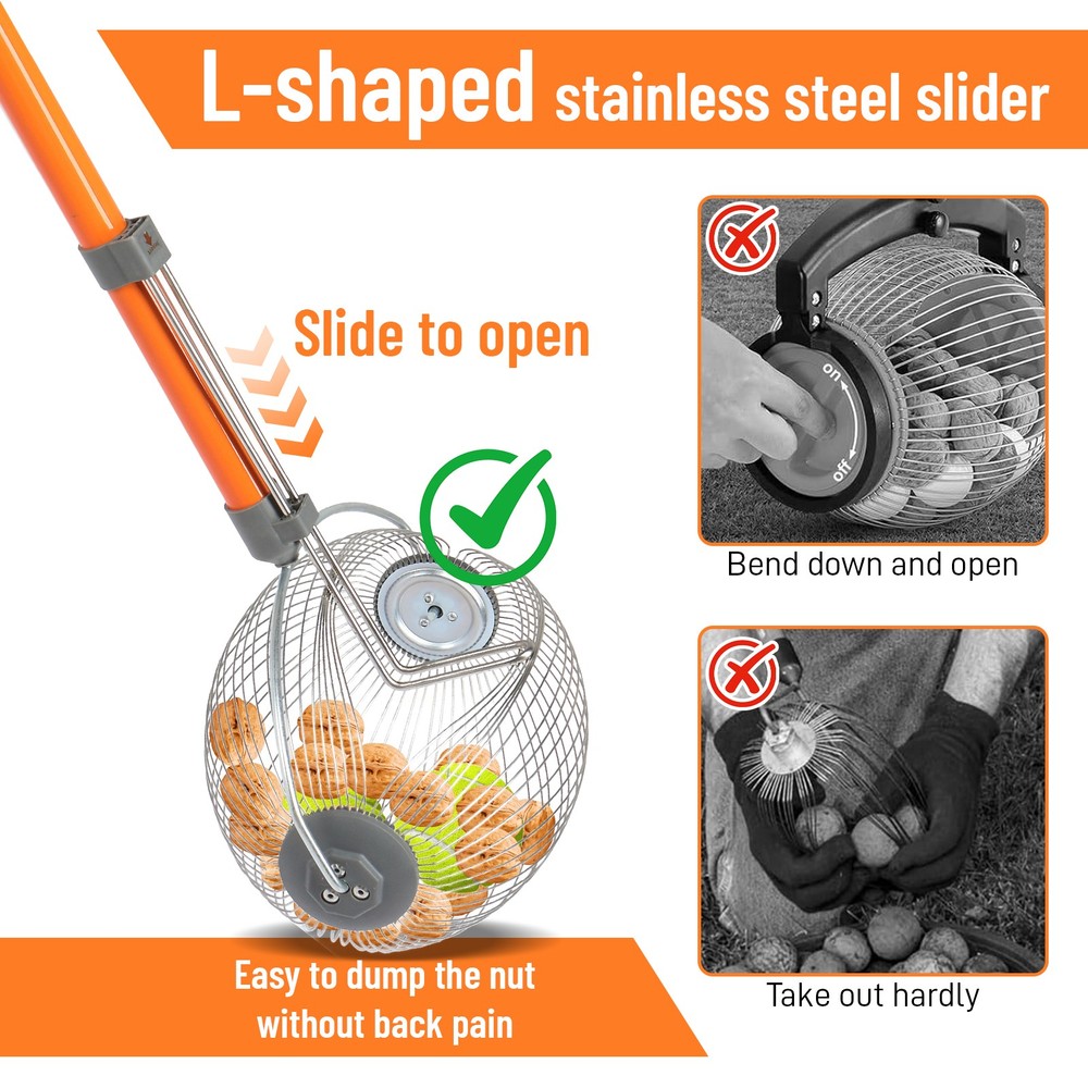 Garden Weasel Nut Gatherer Tool for Small Objects and Nuts, Small