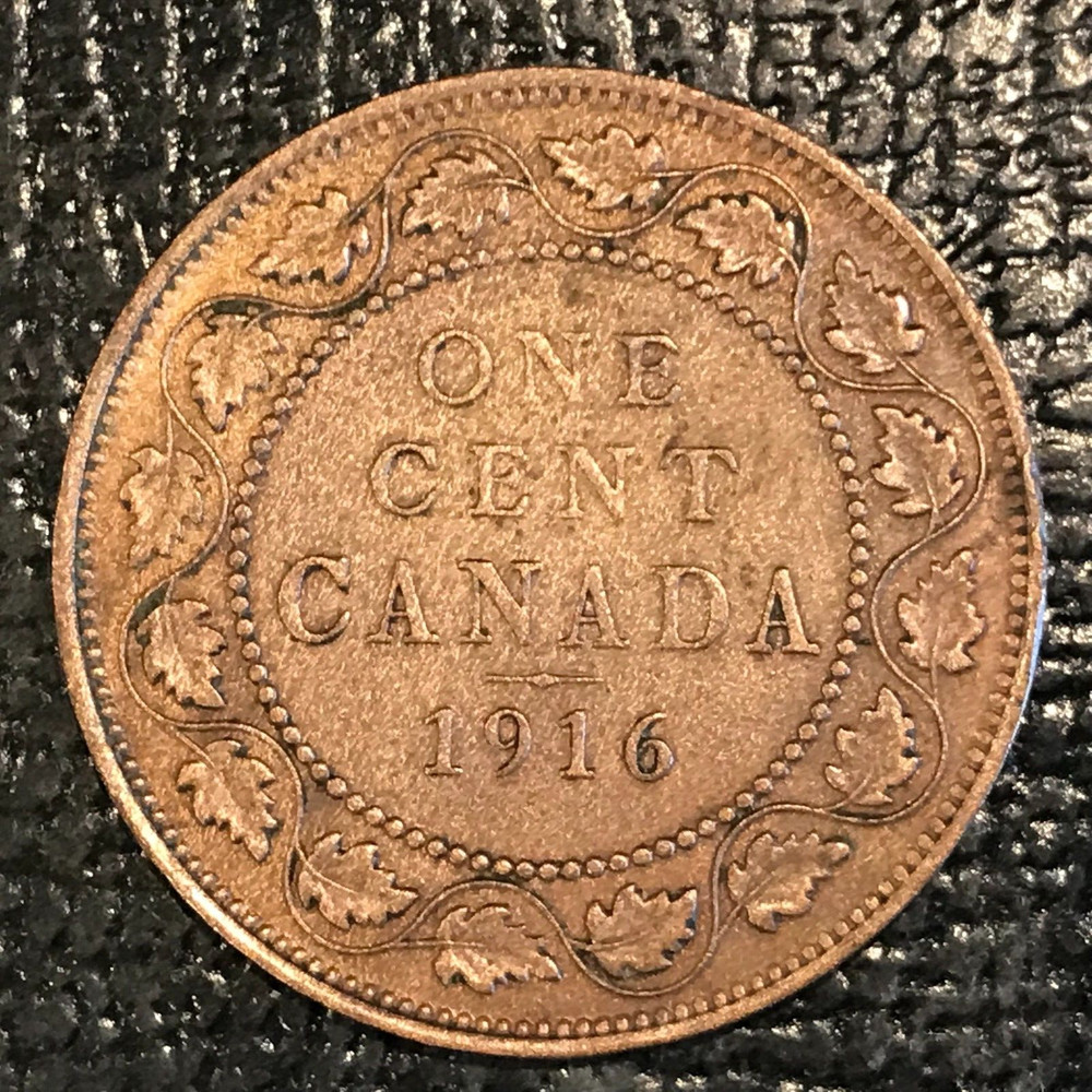 VF DETAILS 1916 CANADA LARGE ONE CENT-CLEANED-MAR804