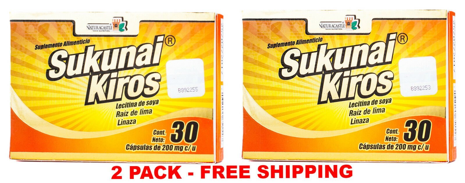 2 PACK SUKUNAI KIROS Original 60 CAPSULES Naturacastle Mexico- 60 DAY SUPPLY