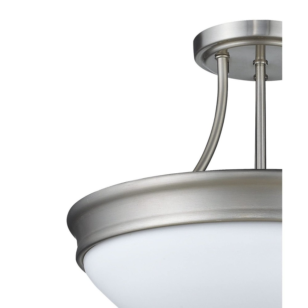 Satin Nickel Transitional 3-light Semi Flush Ceiling Light Silver Metal Dimmable