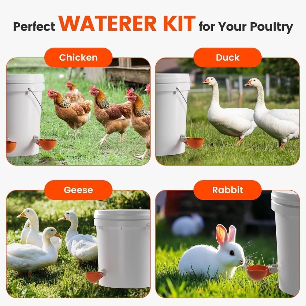 6-Pack Automatic Chicken Water Cups – Hassle-Free Hydration Solution in Orange