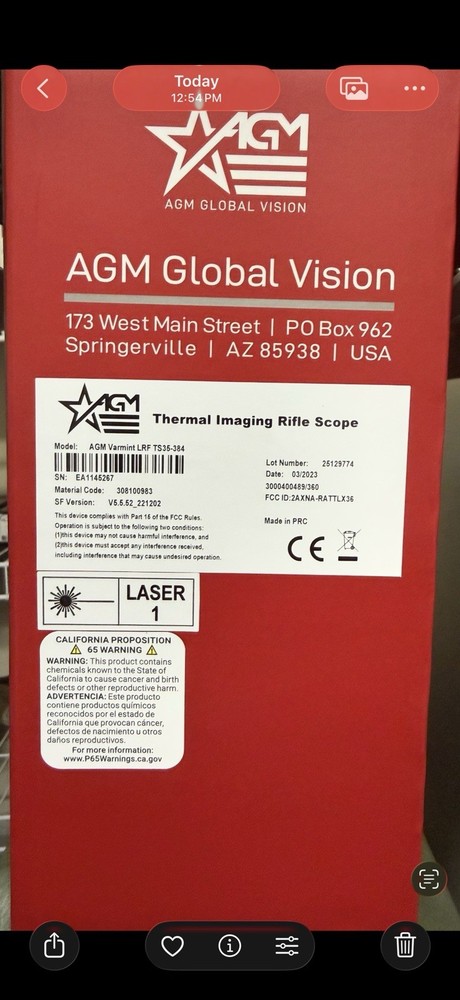 AGM Varmit LRF TS-35-384 Thermal imaging Rifle Scope