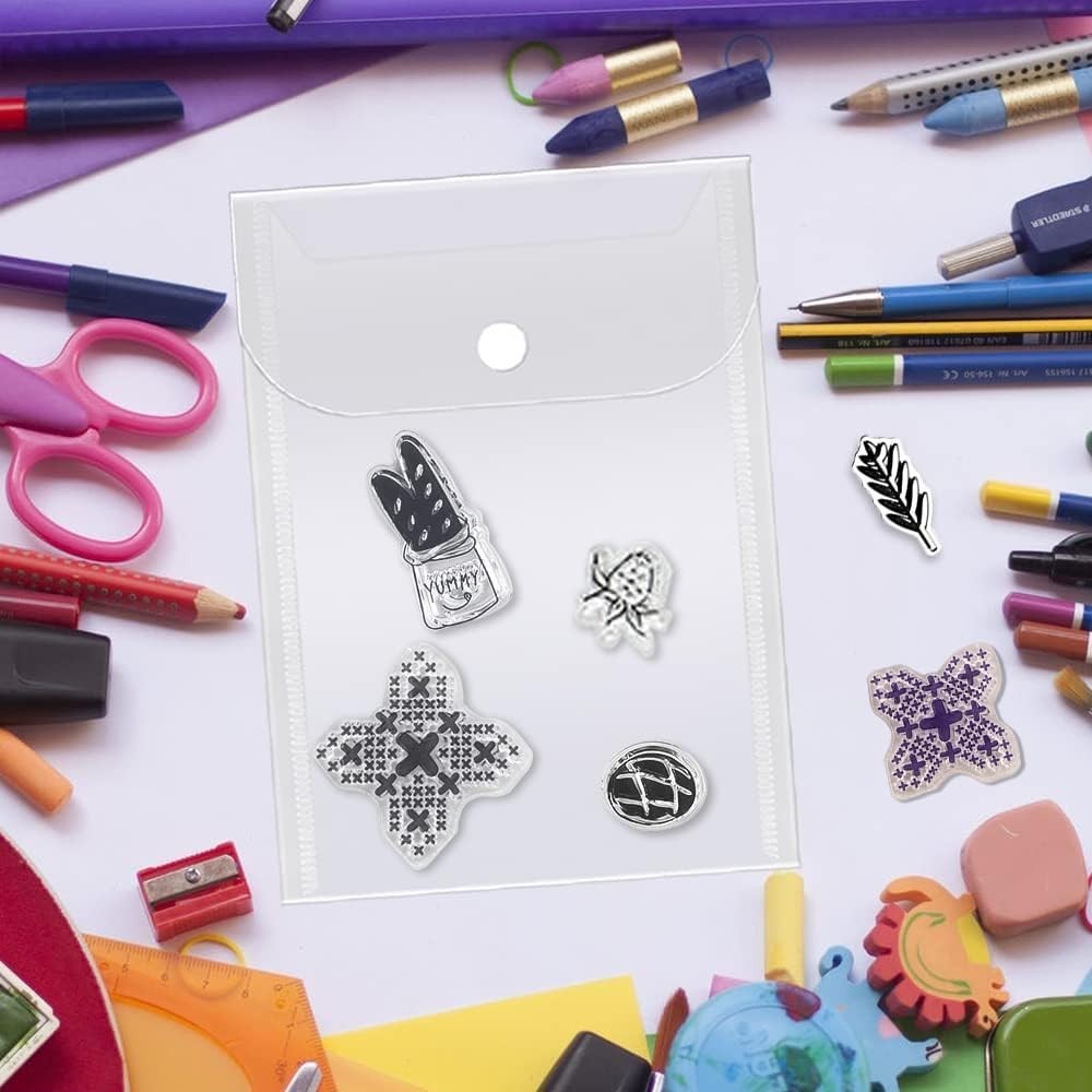 Clear Plastic Storage Pockets - Reusable 40 Pack for Crafts & Documents 5" x 7"