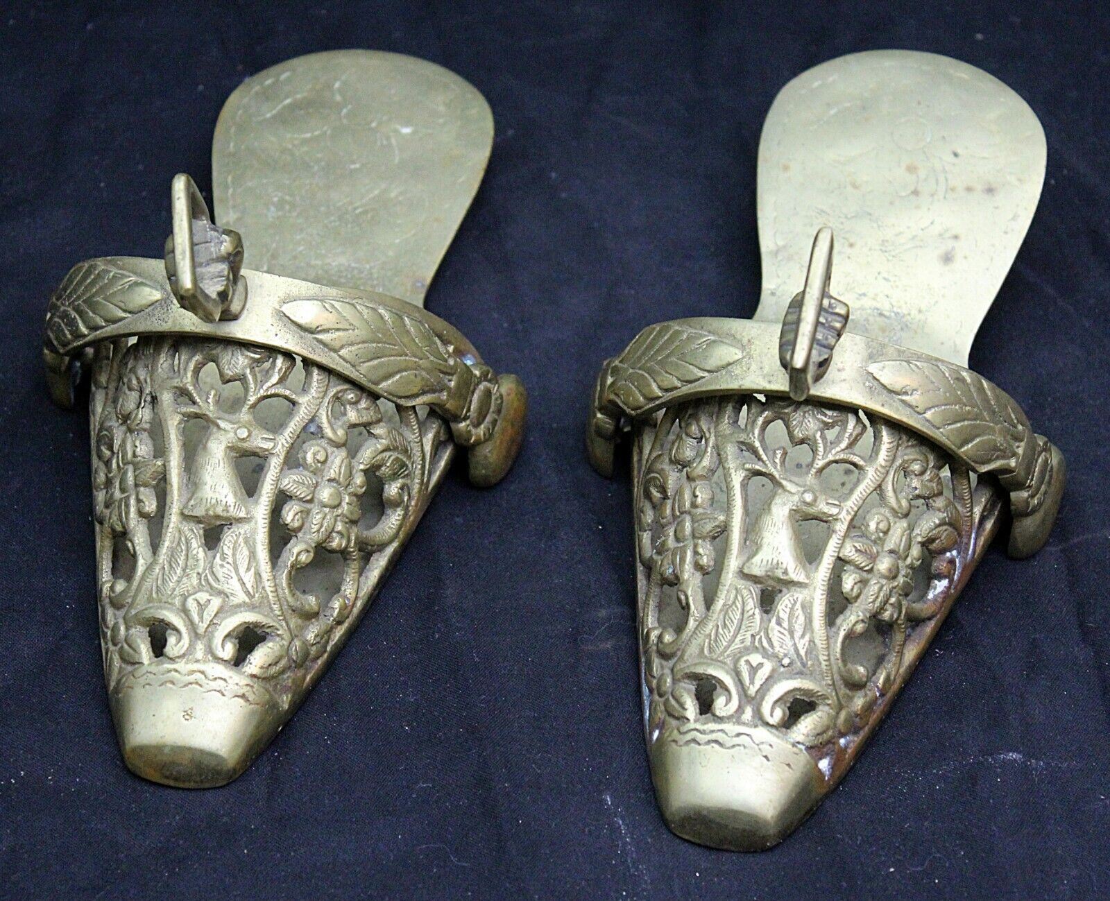 Pair of Vintage Antique Cast Bronze Stirrups Show Quality Great Patina Display
