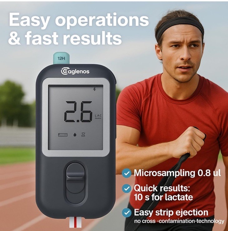 Lactate Meter Lactic Acid Biosensor Bluetooth Fast Results + 25 Test Strips Kit