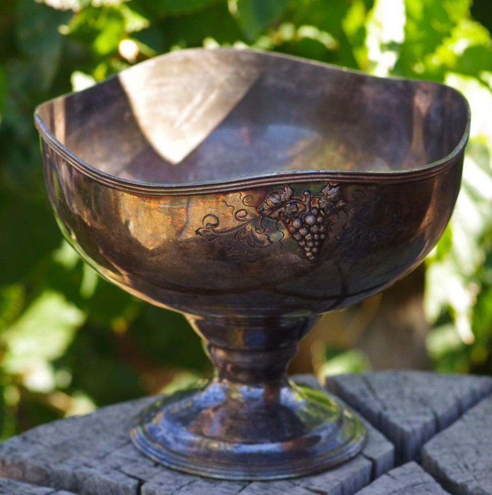 ANTIQUE Large Footed Bowl Benedict Quadruple Silver Plate Art Nouveau 1890's USA