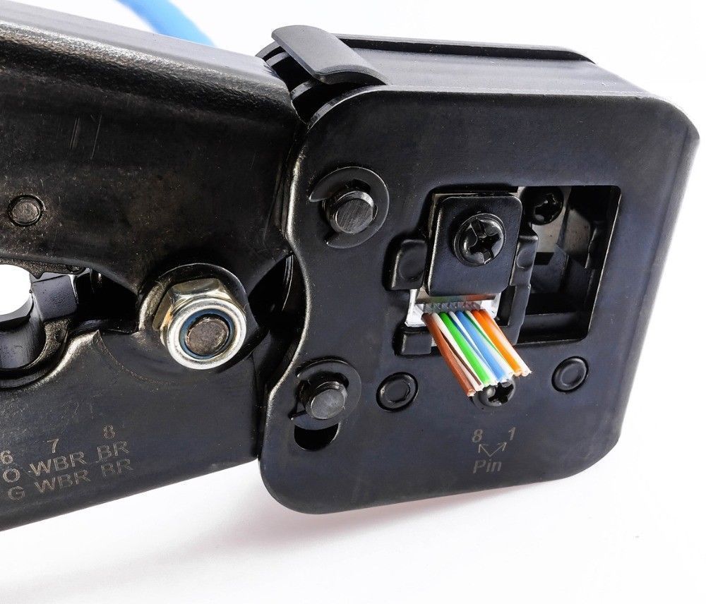 RJ45 Cat6 Crimp Tool Combo + 100 Cat6 Connectors End pass through ethernet