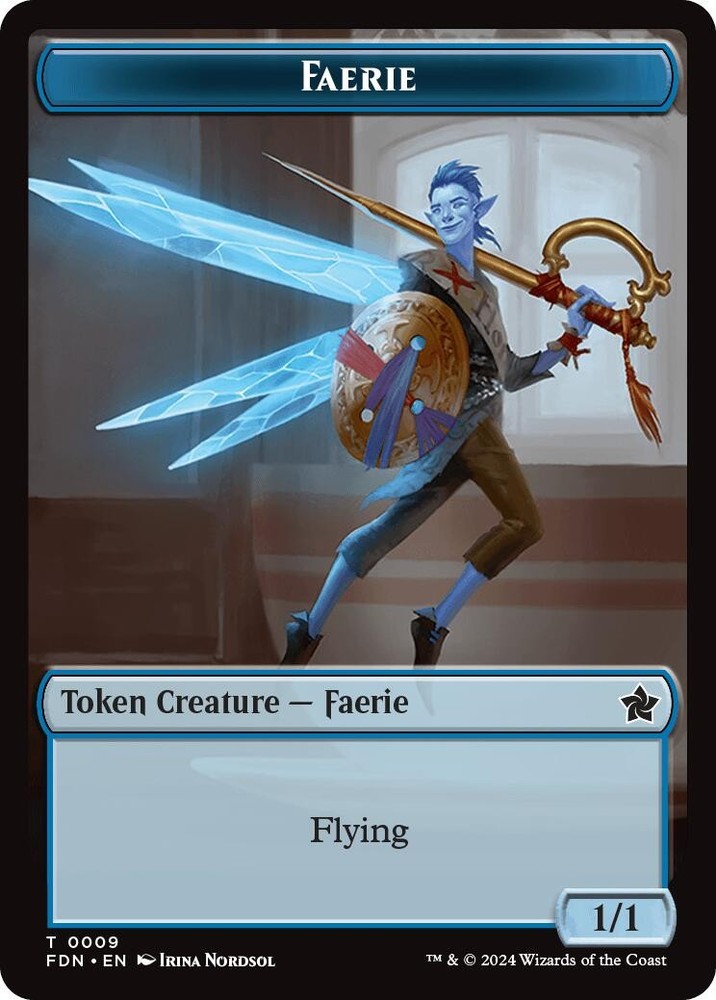 Faerie // Fish Doubled-Sided Token Foundations 9 // 10 MTG NM