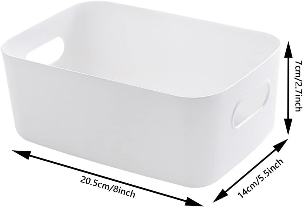 Small Plastic Storage Baskets 8 Pack White Portable Stackable Multipurpose BPA