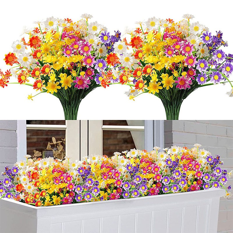 Artificial Flowers Plastic Fake Plants UV Resistant Home In/Outdoor Garden-Decor