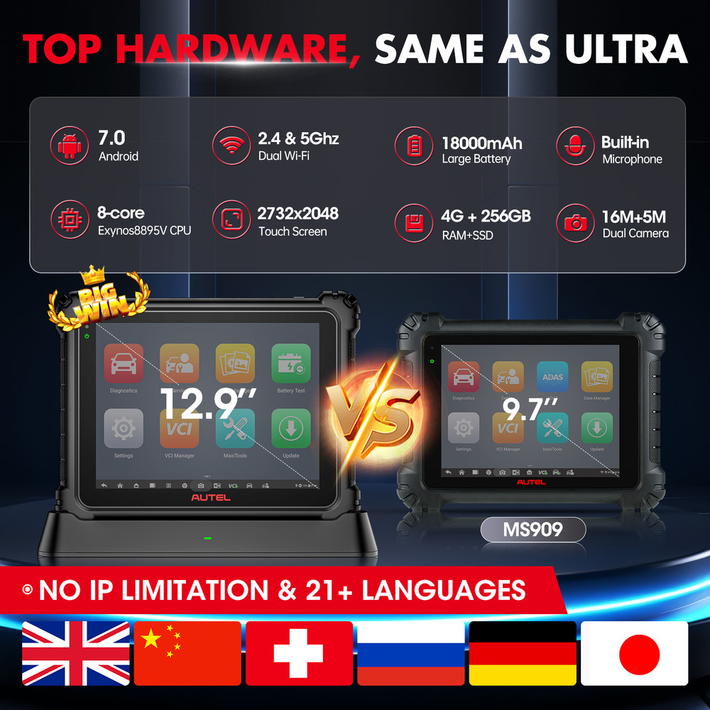 Autel MaxiSys ULTRA Lite 2-Year Update Diagnostic Scanner Programming +40+ Reset