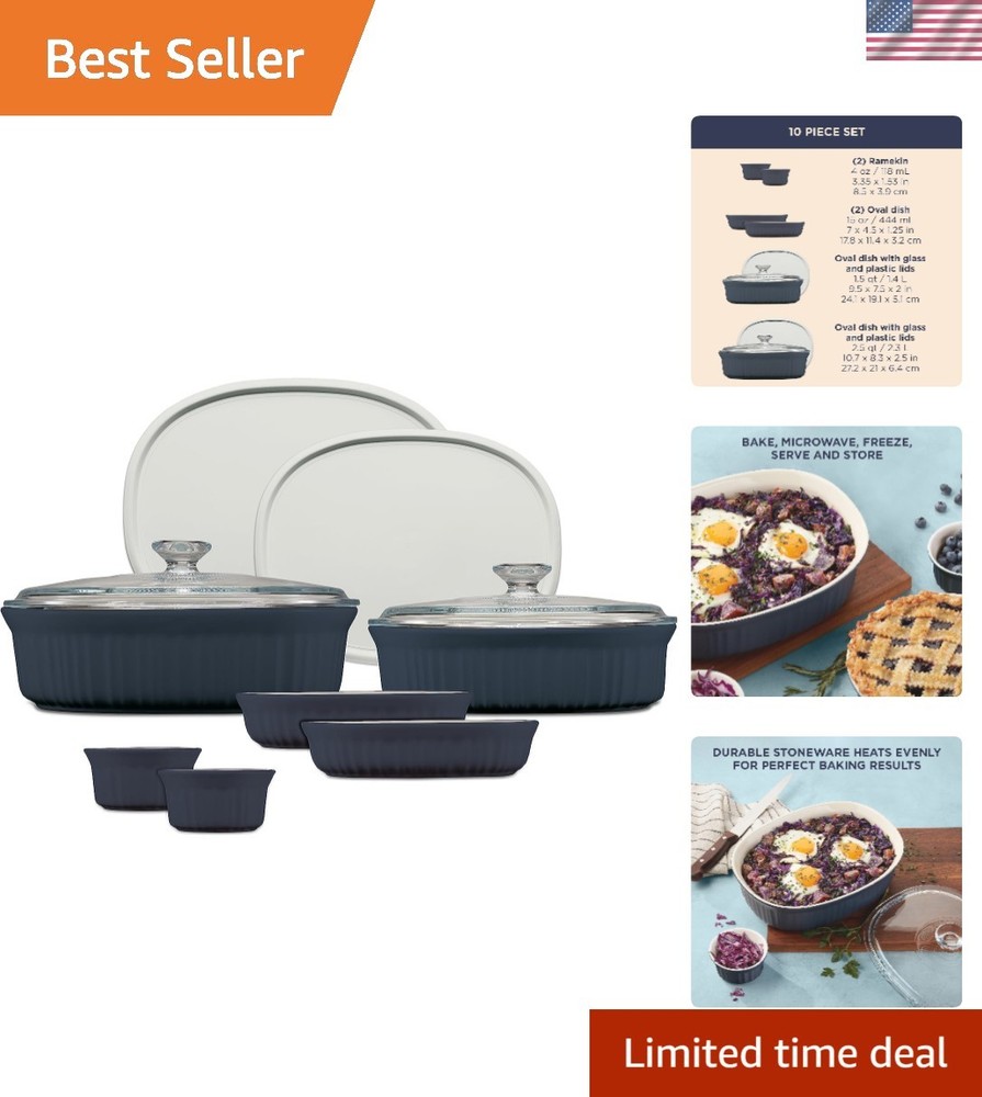 Ceramic Bakeware Set with Lids Chip and Crack Resistant Stoneware Baking Dish, M