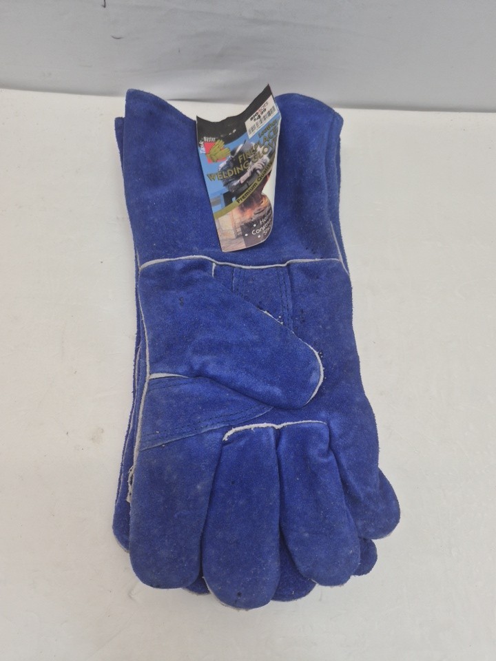 Task Master Leather Fireplace/Welding Gloves blue