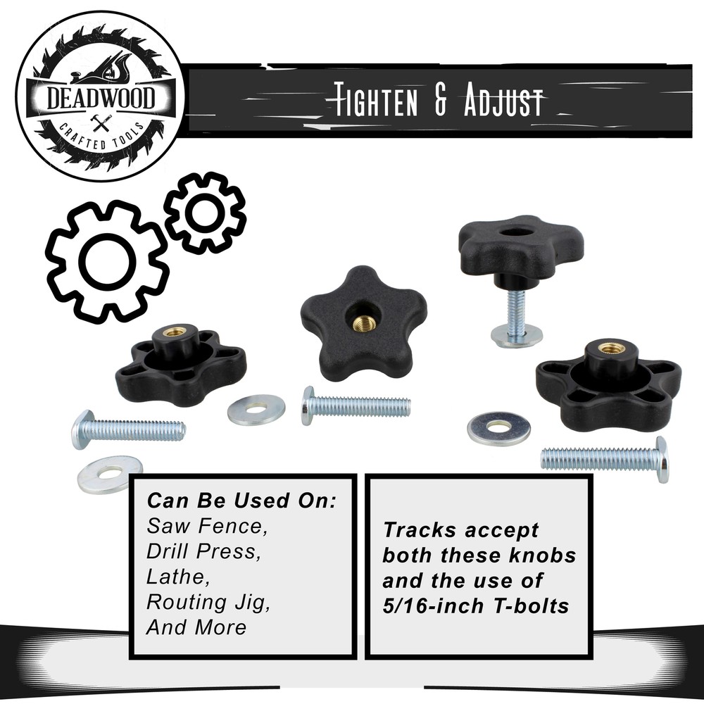 DCT | 5 Star Knobs Kit 5/16”-18 Threaded Knob Bolt with Knob Jig Knobs 4-Pack