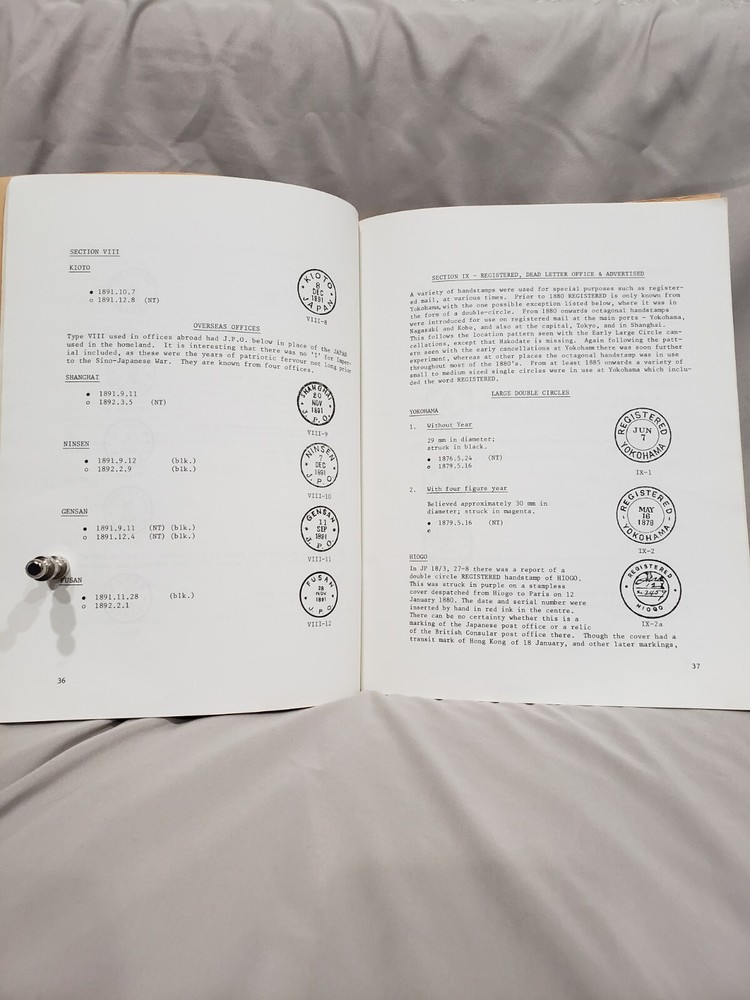 Roman Letter Postmarks Japan John Gordon Bishop 1979 ISJP Monograph 7 Philately