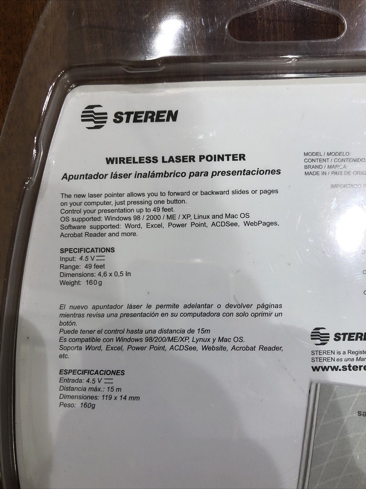 Steren Wireless Laser Pointer Presenter with USB Dongle COM-560 - Brand New