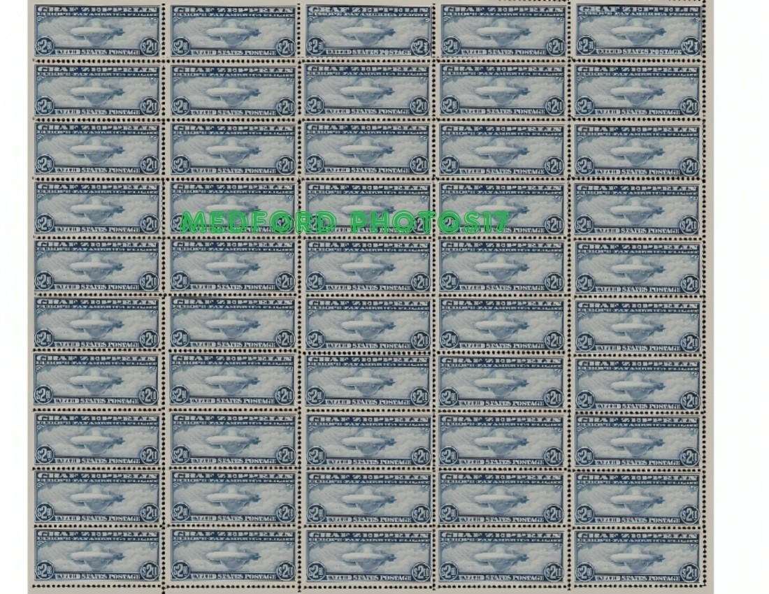 SCOTT #C15 $2.50 GRAF ZEPPELIN SHEET OF 50 8.5 X 11" REPRODUCTION PHOTO SHIPS FR