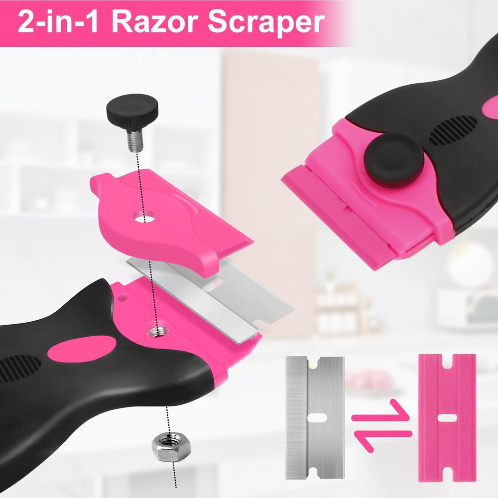 THINKWORK Razor Blade Scraper - Pink 2PCS, Pink-2pack+20pcs