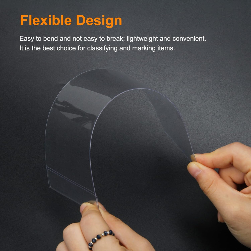 20 Pieces Moveable Shelf Label Holders with Insert, Clear Shelves Tag Moveab...