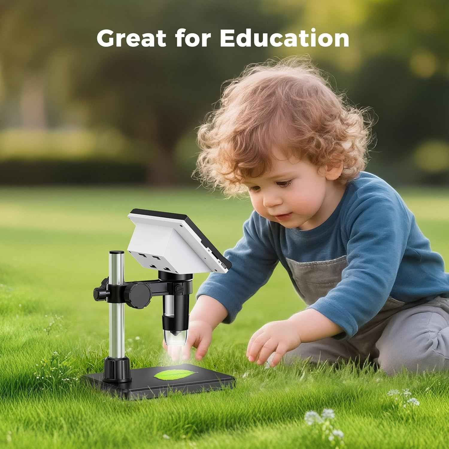 4.3 Inch LCD Digital Coin Microscope, 1000X USB Magnifier with 8 Adjustable LED