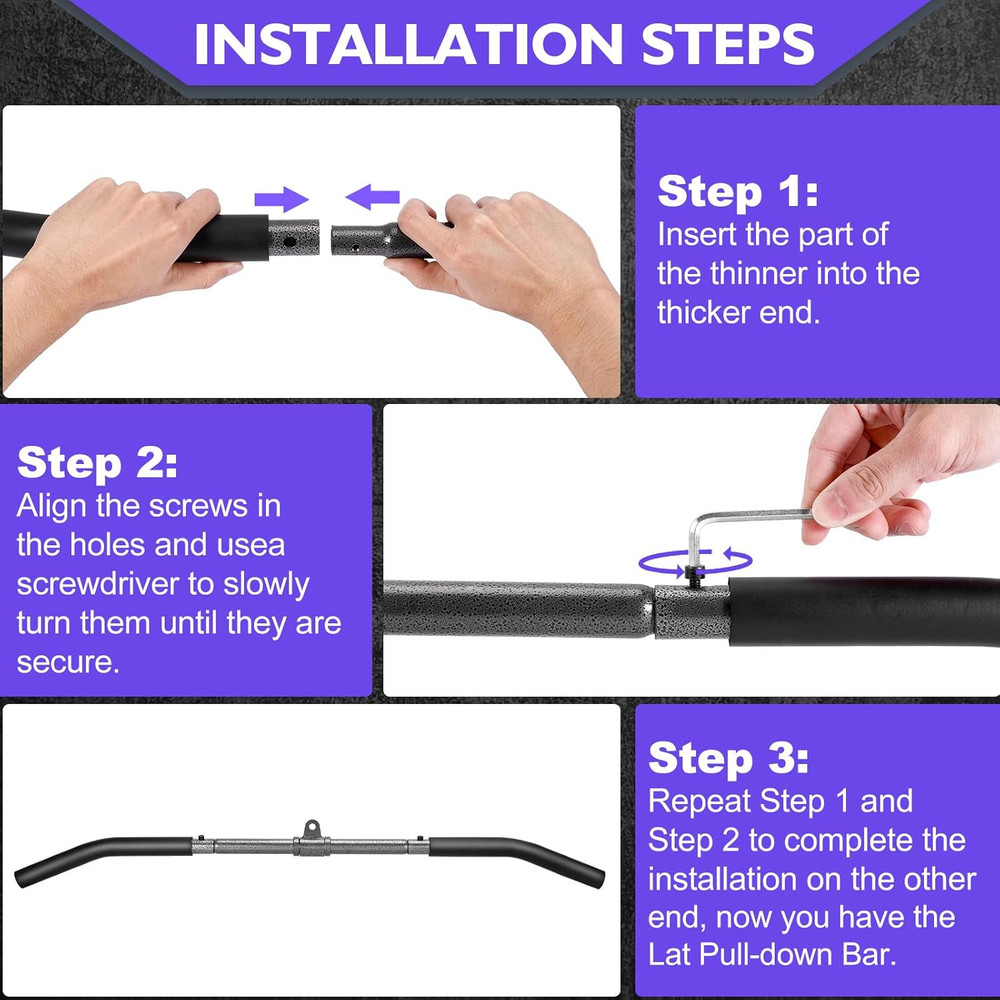 Cable Machine Attachments Set: LAT Pulldown Attachments Bar for Home Gym Accesso