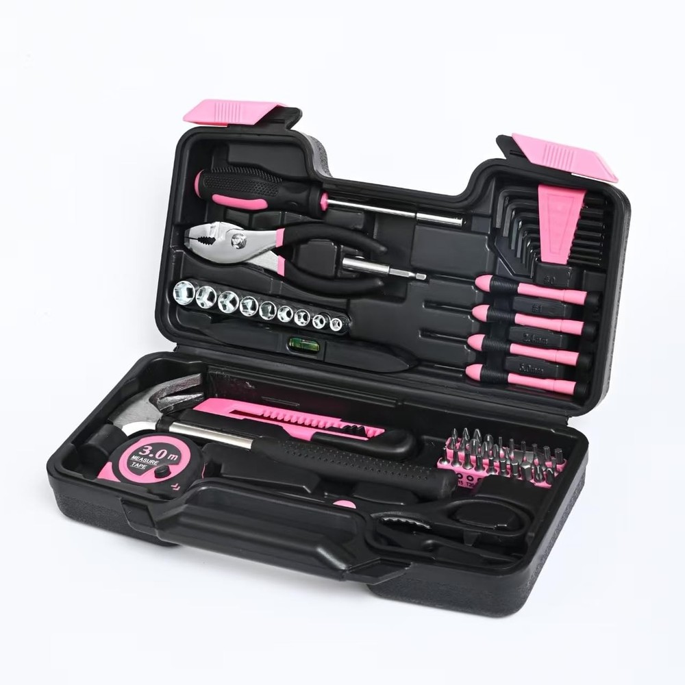 144-Piece Pink Tool Kit Basic Home Repair Set General 144-Piece,