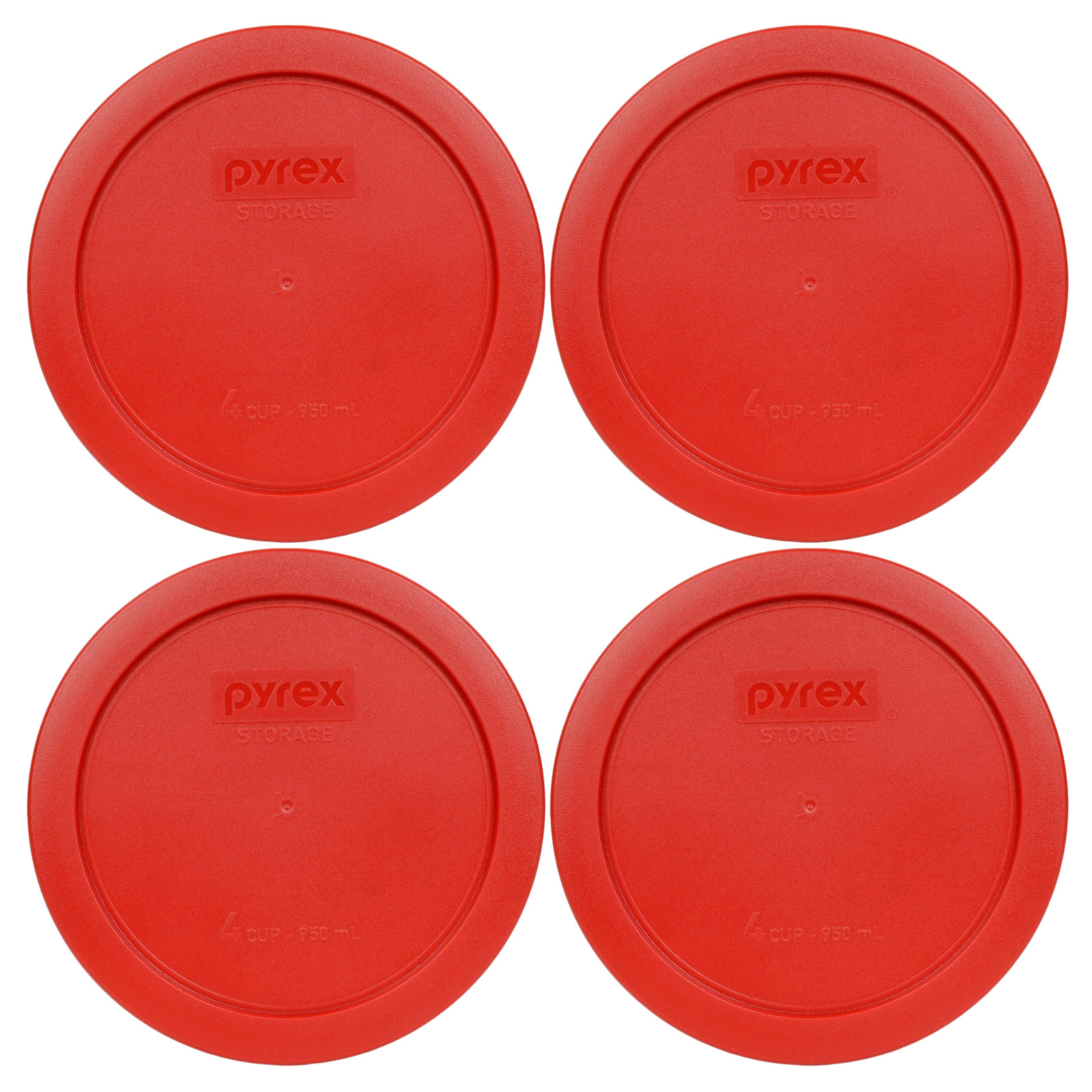 Pyrex 7201-PC 4 Cup Dark Red Round Plastic Lid 4PK New for Glass Bowl