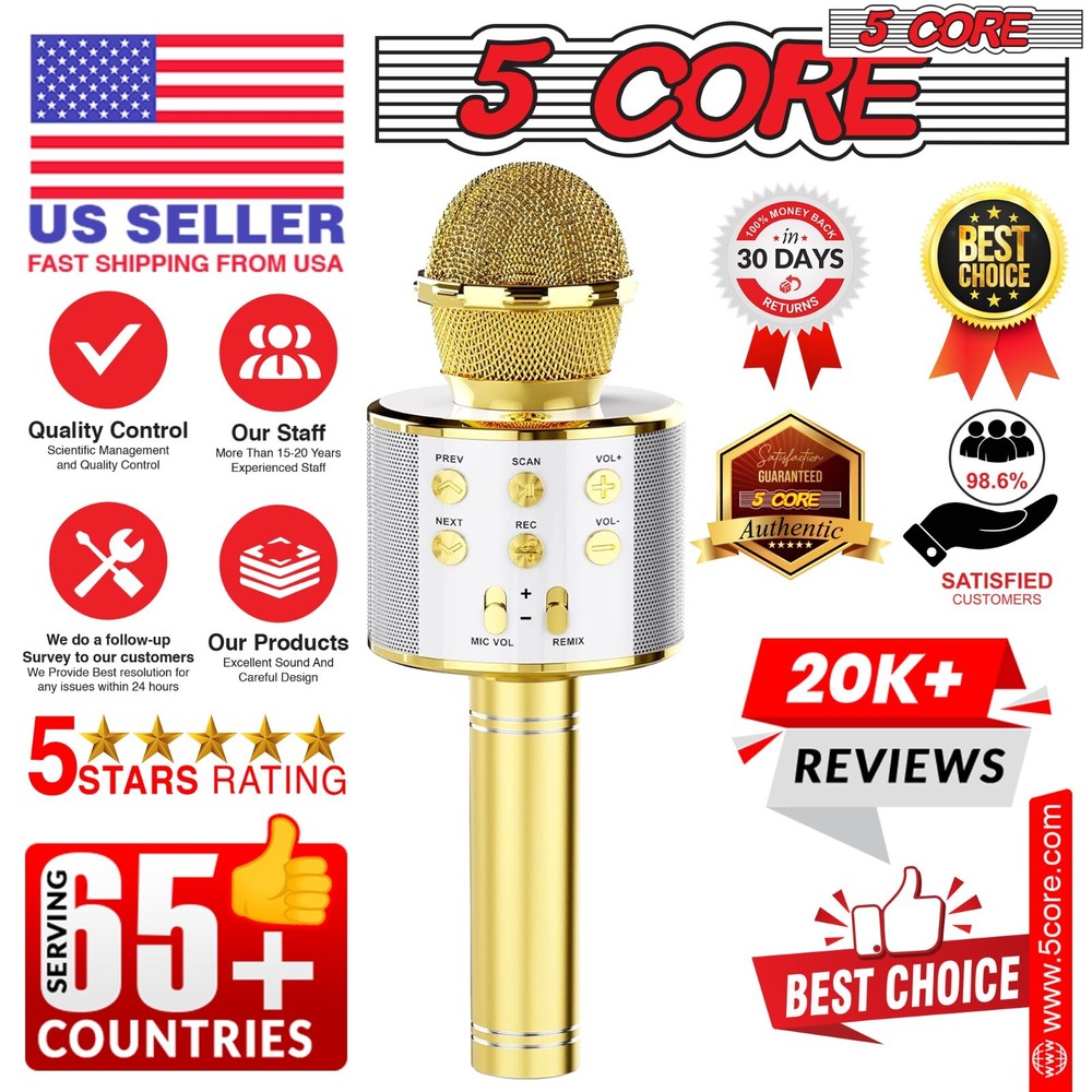 5Core Wireless Karaoke Microphone Bluetooth Mic Portable Handheld Microfonos