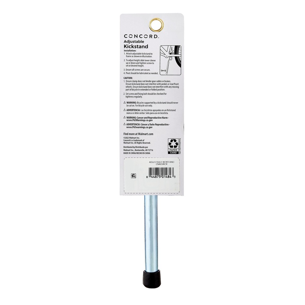 Concord Adjustable Bicycle Kickstand, Gray, 9.65"