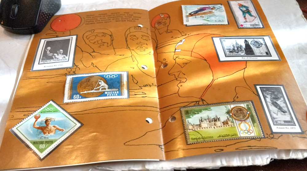 THE WORLD OF SPORTS STAMP ALBUM 1974 USPS COUNTRY & OLYMPICS STAMPS INCLUDED