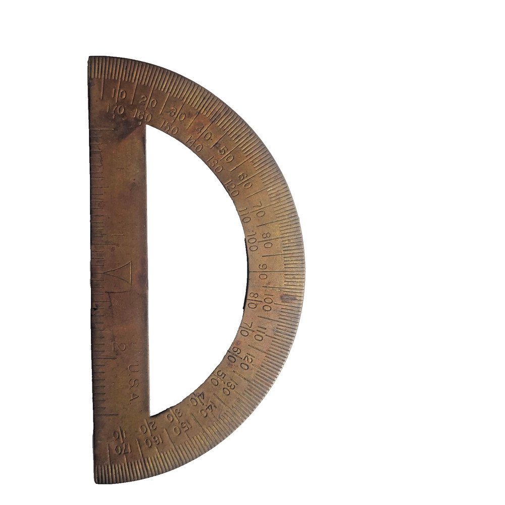 VTG Brass Protractor 1930s Semicircular