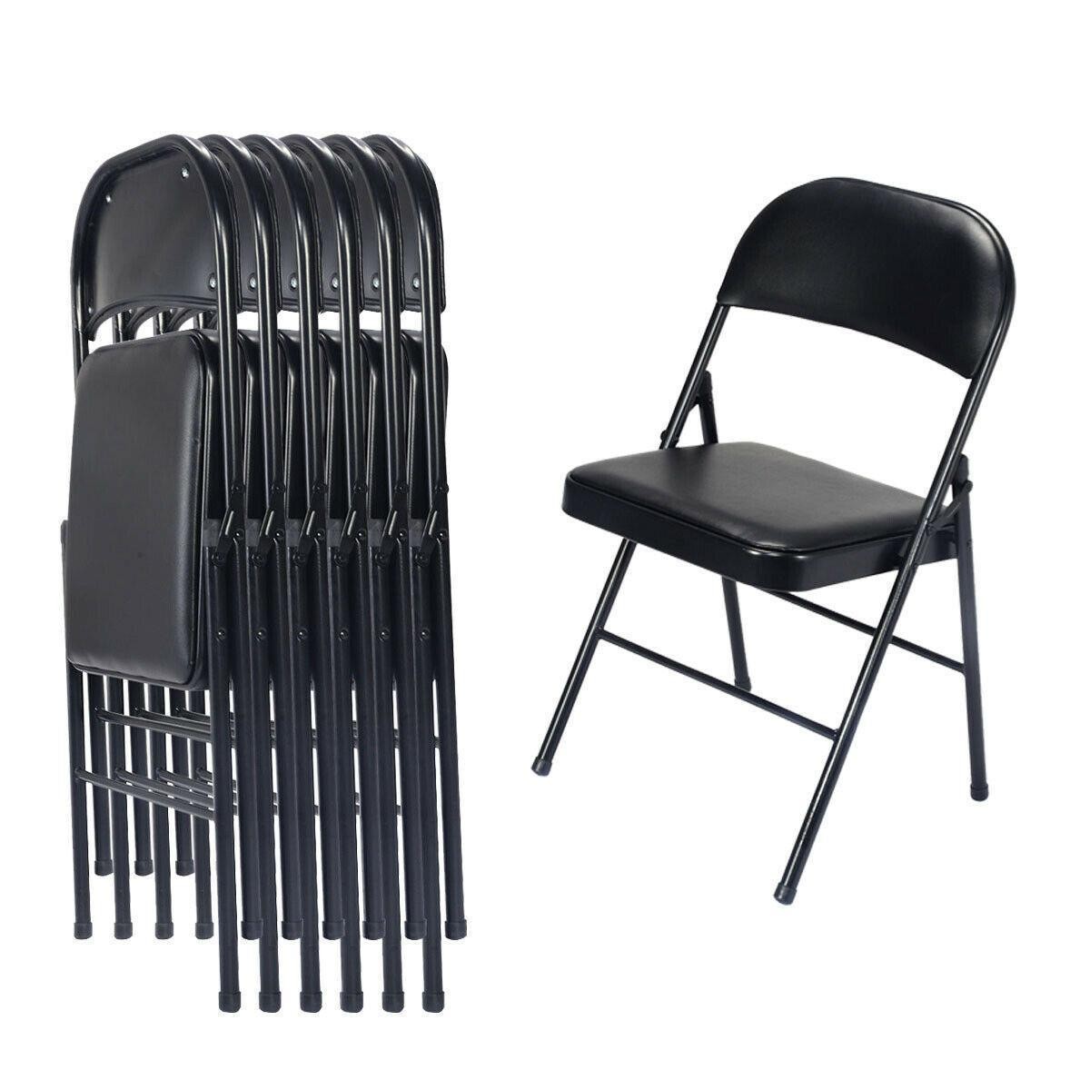 6 Pack Folding Chair Indoor Outdoor Portable Stackable Commercial Seat Black
