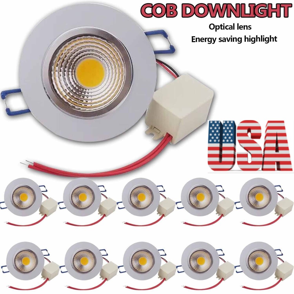 10 Pack COB Dimmable ED Recessed Ceiling Lamp Downlight Spotlight Panel Light