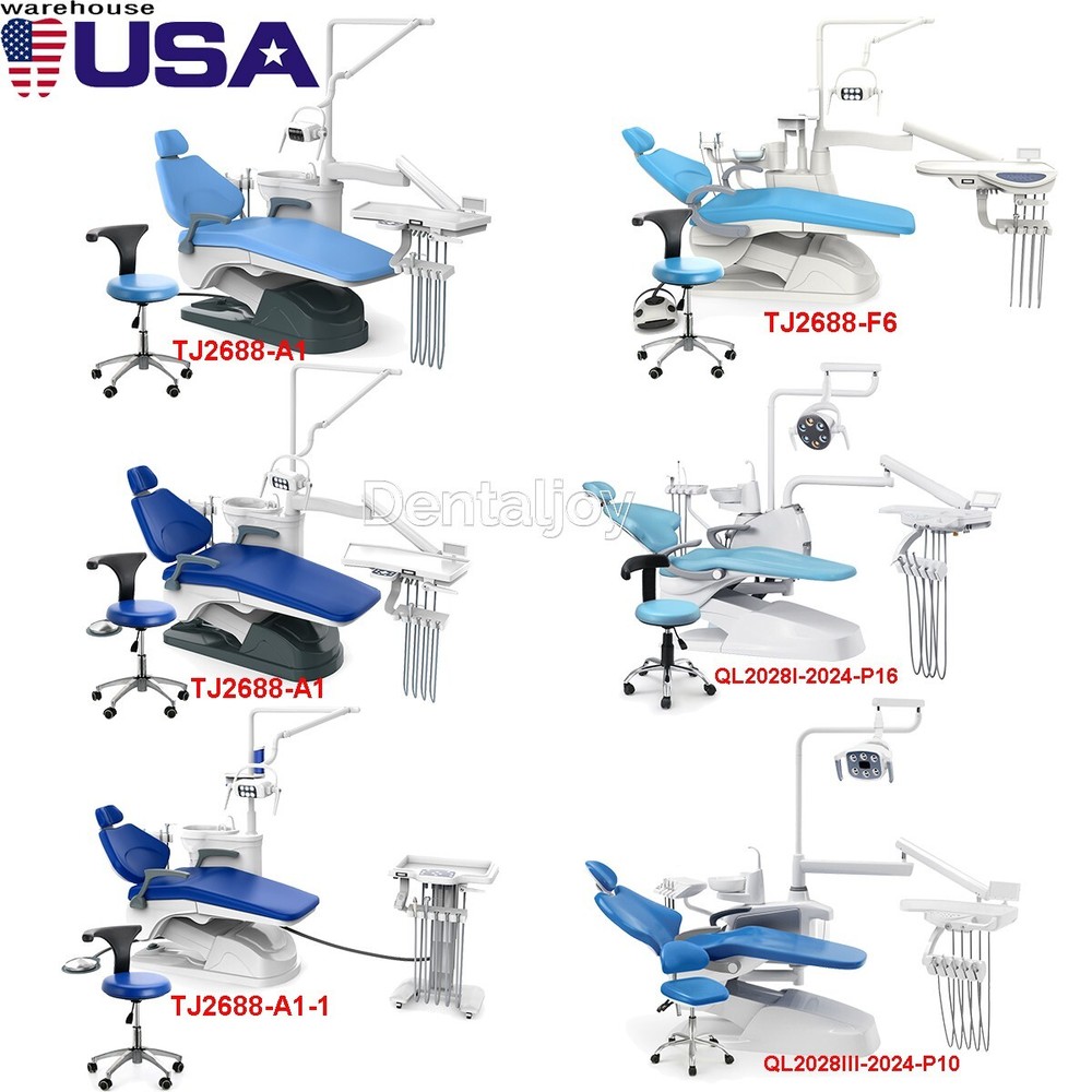 Dental Unit Chair Computer Controlled DC Motor PU Hard Leather+Doctor Stool