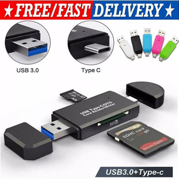 Card Reader USB 3.0 Type C Micro SD TF OTG Smart Memory Adapter Laptop Computer