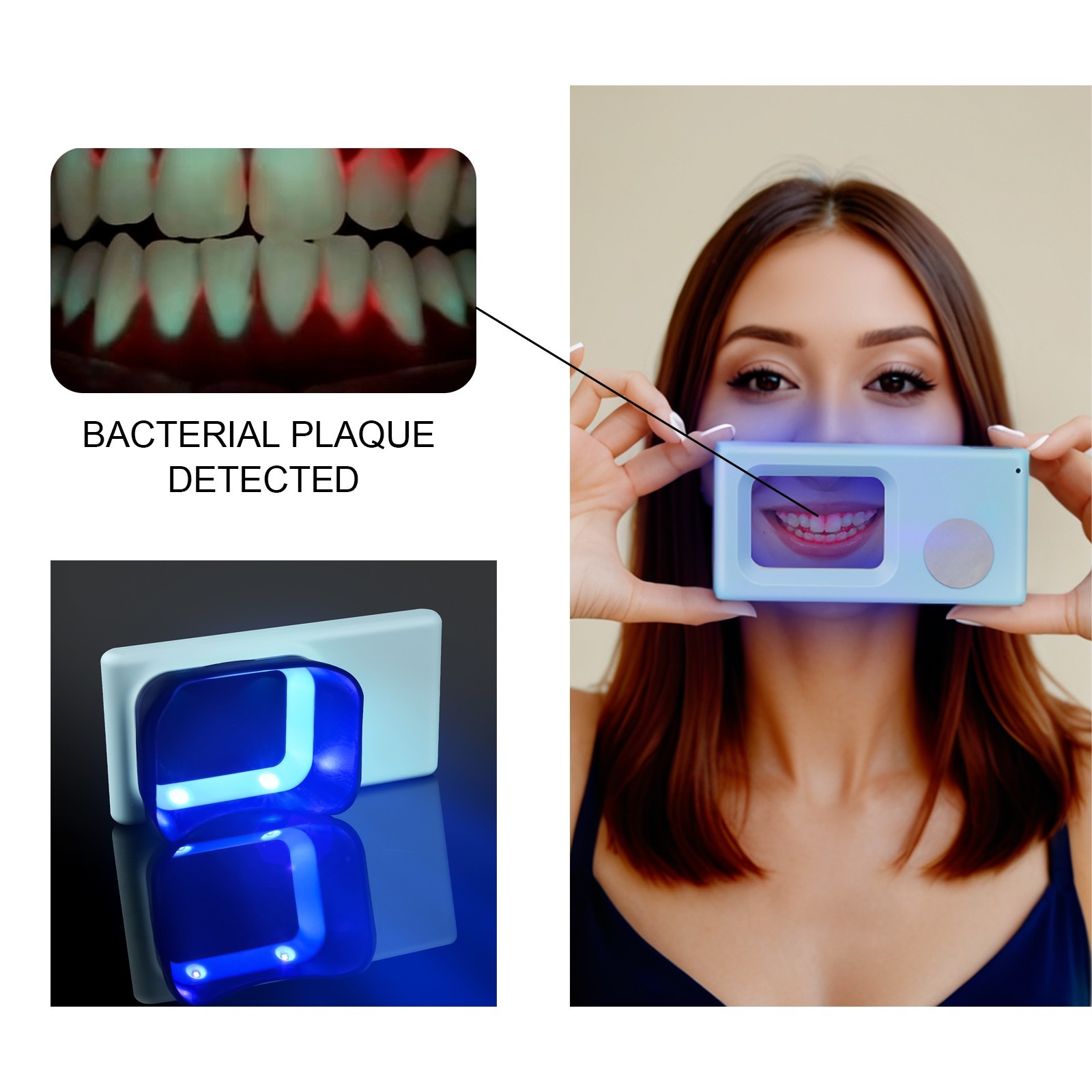 Electric Dental Plaque Indicator Detector Display Device Oral Hygiene Care Blue